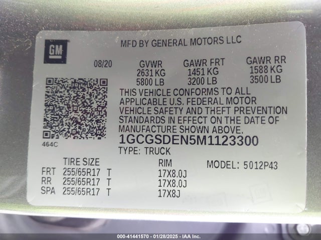 1GCGSDEN5M1123300 Chevrolet Colorado 2wd  Short Box Z71