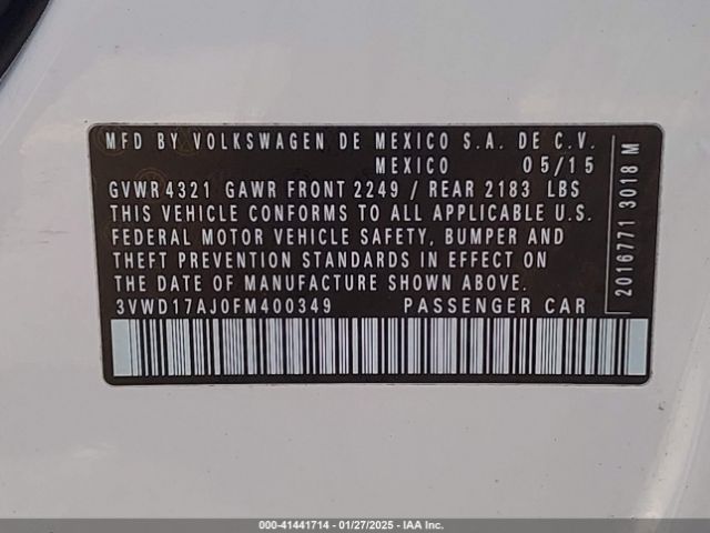 3VWD17AJ0FM400349 Volkswagen Jetta 1.8t Sport