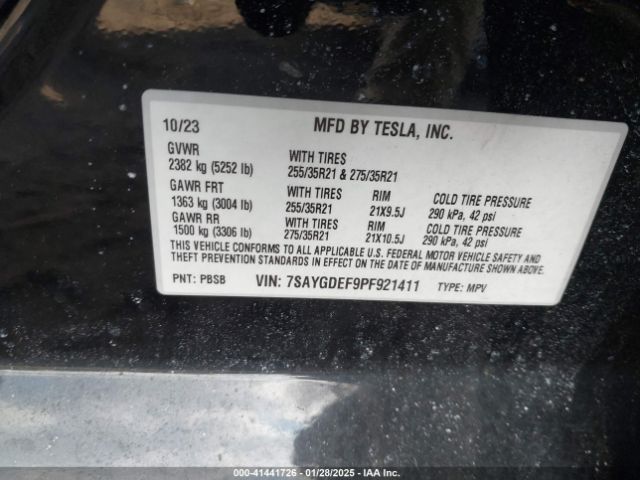 7SAYGDEF9PF921411 Tesla Model Y Performance Dual Motor All-wheel Drive