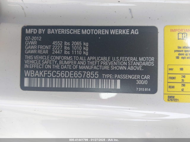 2013 Bmw 328i Xdrive მანქანა იყიდება აუქციონზე, vin: WBAKF5C56DE657855, აუქციონის ნომერი: 41441799