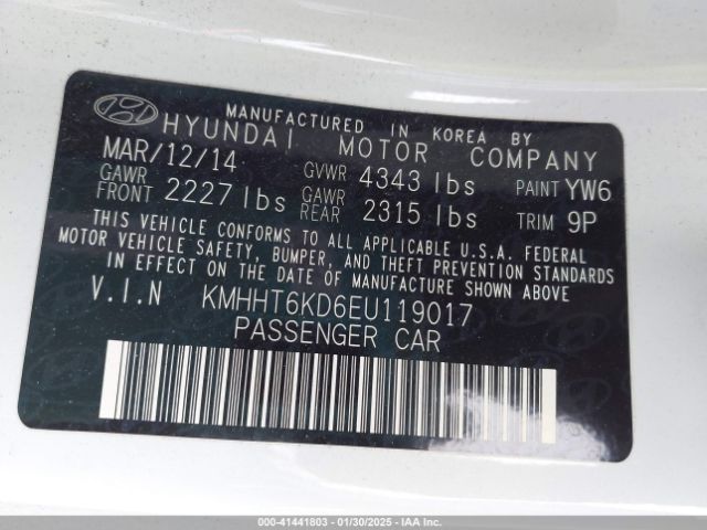 KMHHT6KD6EU119017 Hyundai Genesis 2.0t Premium