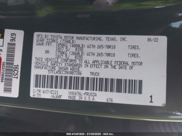 5TFLA5EC3NX007386 Toyota Tundra Sr5