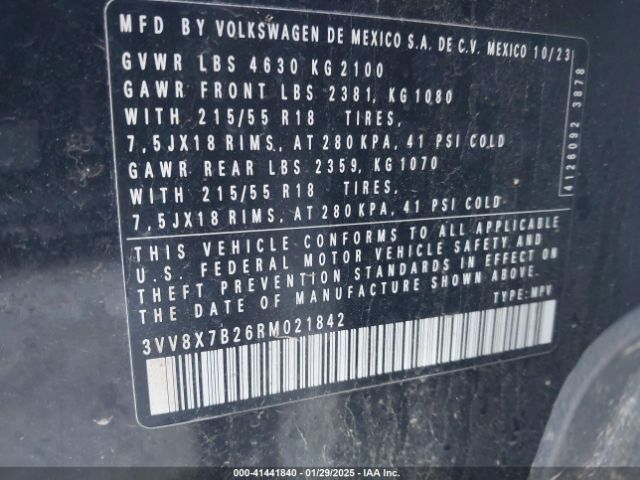 2024 VOLKSWAGEN TAOS 3VV8X7B26RM021842 Photo 8