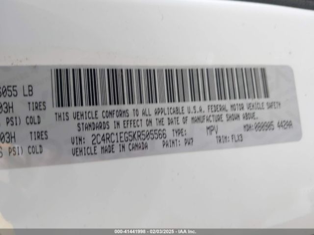 2C4RC1EG5KR505566 Chrysler Pacifica Touring L Plus