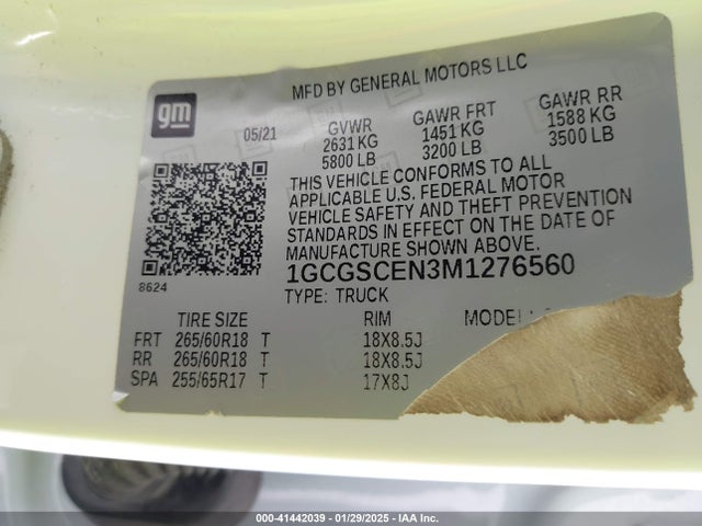 1GCGSCEN3M1276560 Chevrolet Colorado 2wd  Short Box Lt