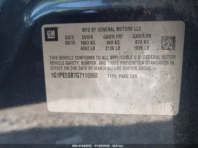 1G1PE5SB7G7110968 Chevrolet Cruze Limited 1lt Auto