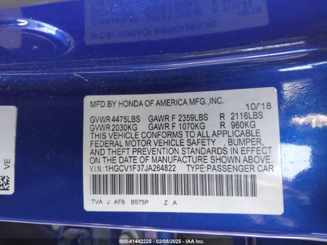 1HGCV1F37JA264822 Honda Accord Sport