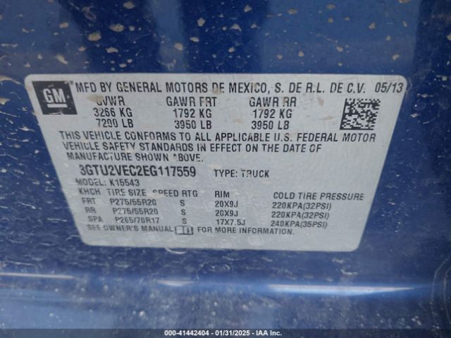 3GTU2VEC2EG117559 GMC Sierra 1500 Slt