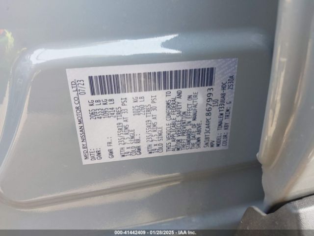 5N1BT3CA4PC867993 Nissan Rogue Sl Fwd