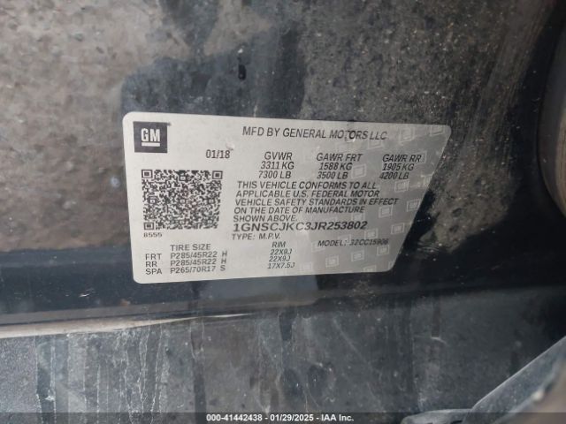 1GNSCJKC3JR253802 Chevrolet Suburban Premier