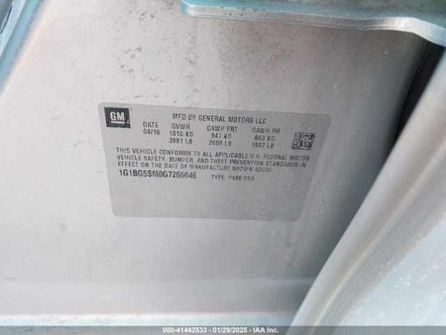 1G1BG5SM0G7266646 Chevrolet Cruze Premier Auto