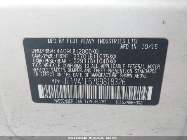 JF1VA1E67G9818326 Subaru Wrx Premium