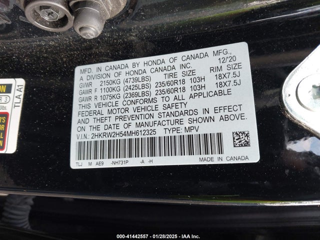 2HKRW2H54MH612325 Honda CR-V