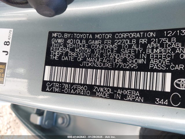 Toyota Prius Two 2014 JTDKN3DUXE1770295 Image 9