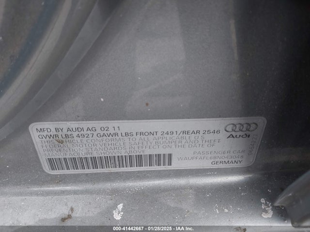 2011 AUDI A4 WAUFFAFL6BN043048 Photo 8