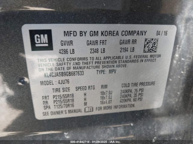 KL4CJASB9GB687633 Buick Encore