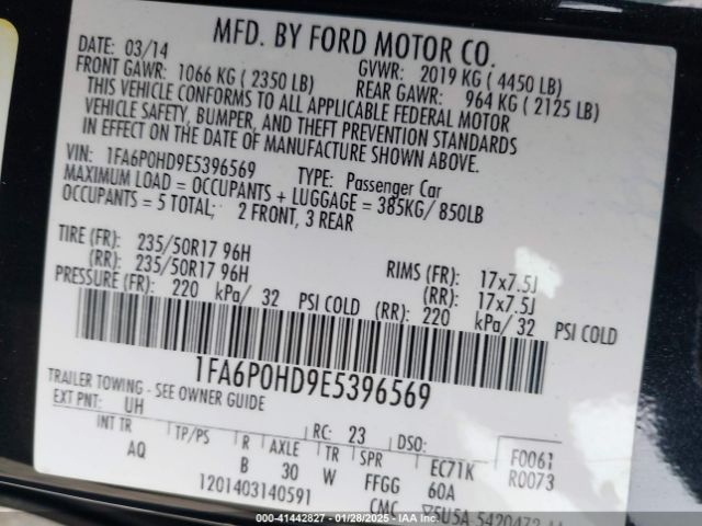 1FA6P0HD9E5396569 Ford FUSION SE