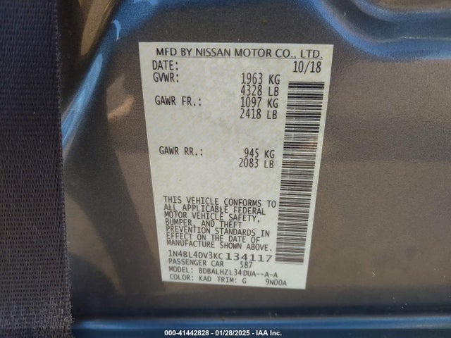 Nissan Altima 2.5 Sv 2019 1N4BL4DV3KC134117 Image 9
