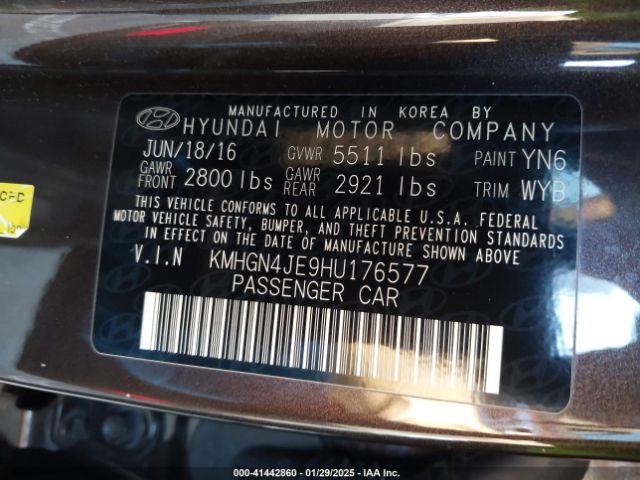 KMHGN4JE9HU176577 Genesis G80 3.8