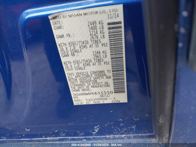 5N1AN0NW6FN655550 Nissan Xterra Pro-4x