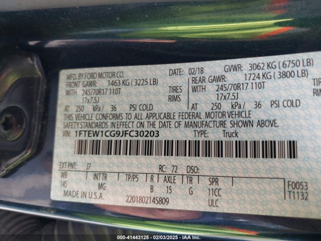 1FTEW1CG9JFC30203 Ford F-150 Xlt
