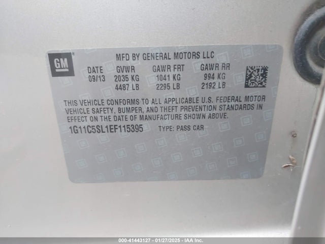 Chevrolet MALIBU 1LT 2014 1G11C5SL1EF115395 Image 9