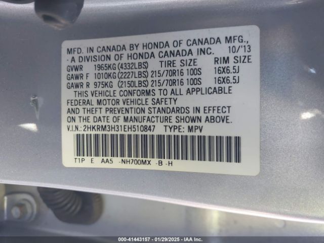 2HKRM3H31EH510847 Honda CR-V LX