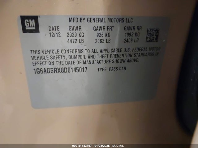 2013 CADILLAC ATS 1G6AG5RX8D0145017 Photo 8