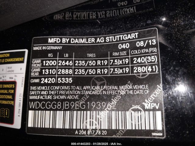 WDCGG8JB9EG193962 Mercedes-Benz Glk 350 4matic