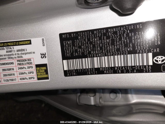 Toyota COROLLA LE 2024 5YFB4MDE1RP203220 Image 9