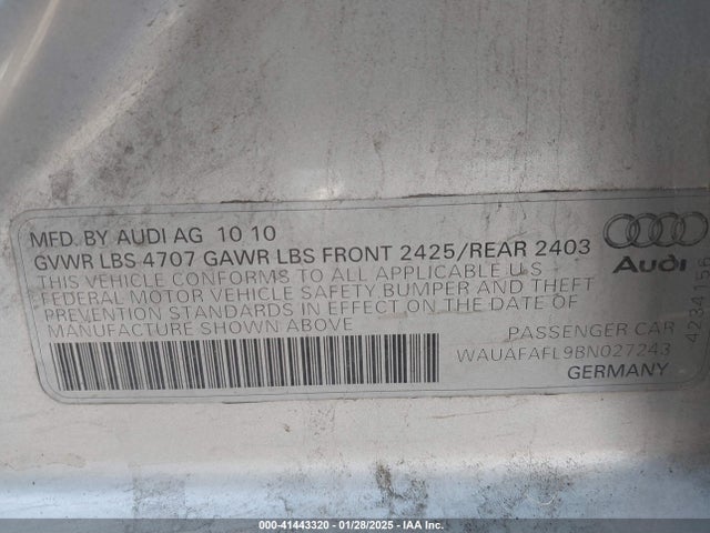 2011 AUDI A4 WAUAFAFL9BN027243 Photo 8