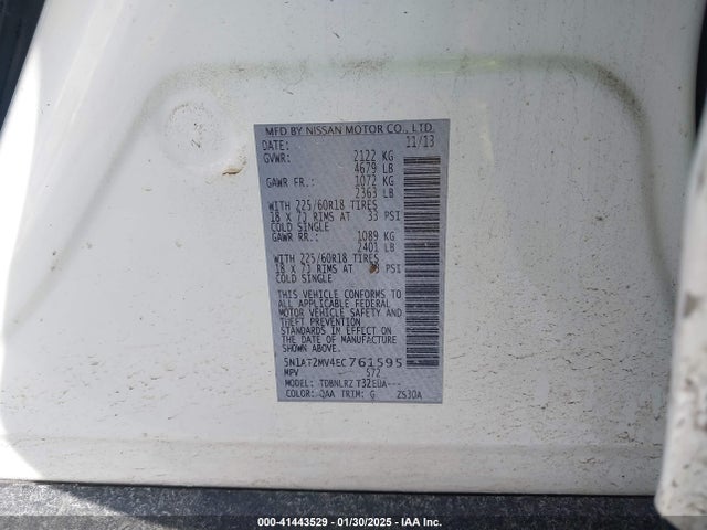 Nissan Rogue Sl 2014 5N1AT2MV4EC761595 Image 9