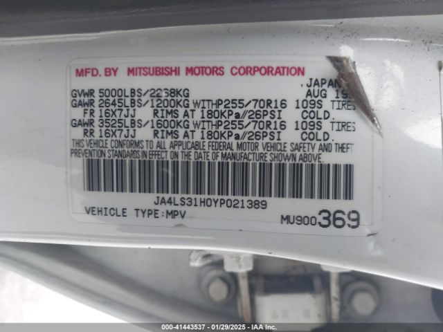 2000 MITSUBISHI MONTERO SPORT JA4LS31H0YP021389 Photo 8