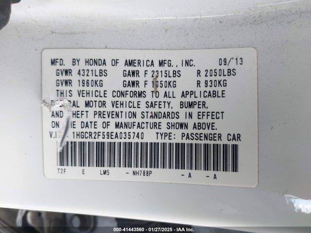 Honda Accord Sport 2014 1HGCR2F59EA035740 Image 9