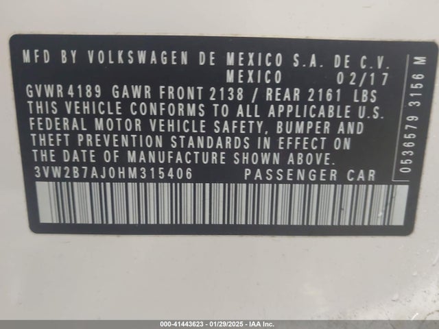 3VW2B7AJ0HM315406 Volkswagen Jetta 1.4t S