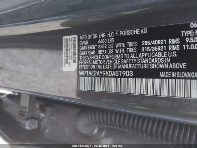 2019 PORSCHE CAYENNE E-HYBRID WP1AE2AY9KDA51903 Photo 8