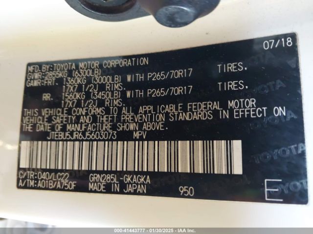 JTEBU5JR6J5603073 Toyota 4runner Trd Off Road Premium