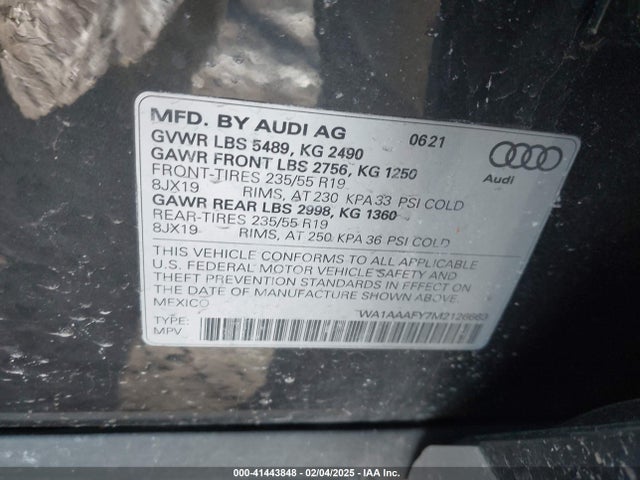 2021 AUDI Q5 WA1AAAFY7M2126669 Photo 8