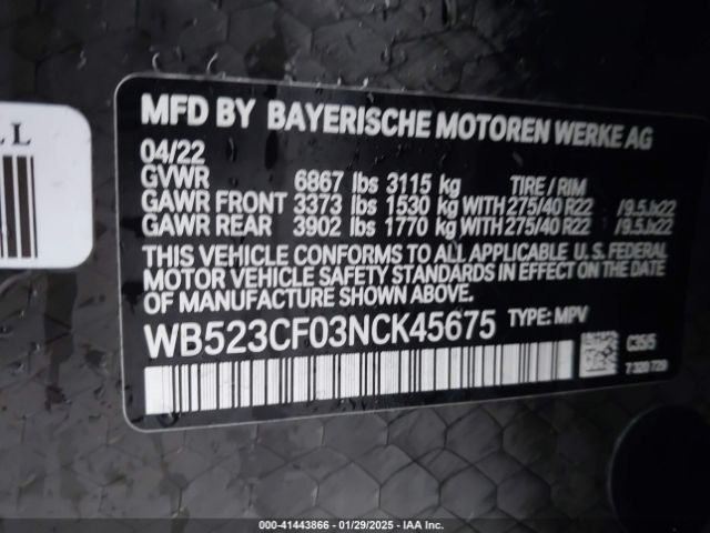 WB523CF03NCK45675 BMW Ix Xdrive50