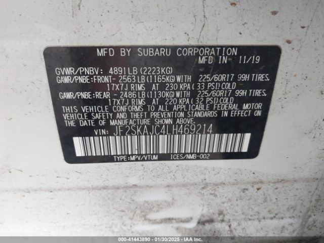 JF2SKAJC4LH469214 Subaru Forester Premium