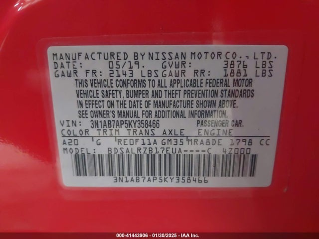 Nissan SENTRA SR 2019 3N1AB7AP5KY358466 Image 9