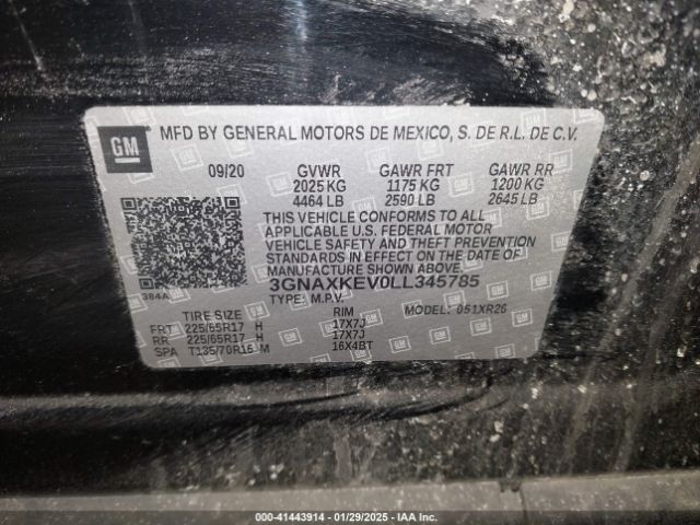 3GNAXKEV0LL345785 Chevrolet Equinox Fwd Lt 1.5l Turbo