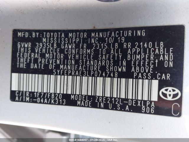 5YFEPRAE3LP074748 Toyota COROLLA LE