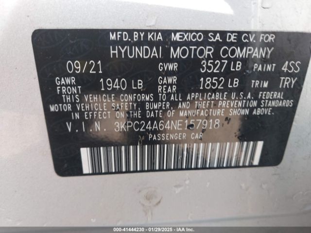 3KPC24A64NE157918 Hyundai Accent Sel