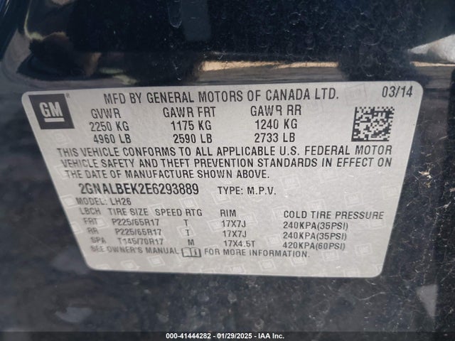 Chevrolet EQUINOX 1LT 2014 2GNALBEK2E6293889 Image 9