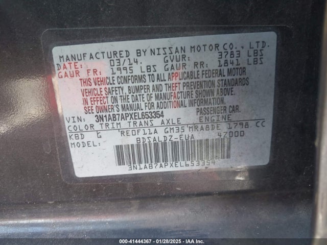 Nissan SENTRA SV 2014 3N1AB7APXEL653354 Image 9