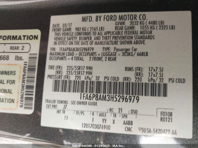 1FA6P8AM3H5296979 Ford Mustang V6