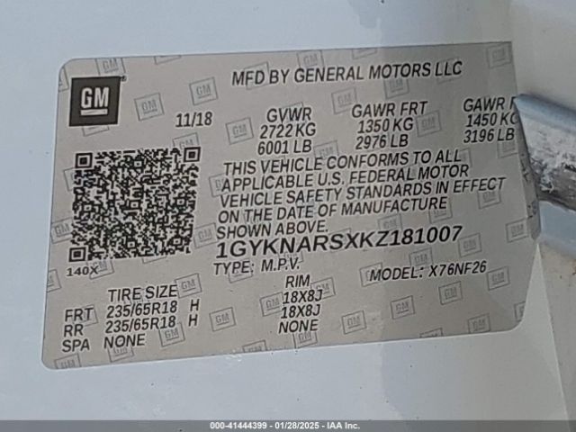 1GYKNARSXKZ181007 Cadillac Xt5 Standard