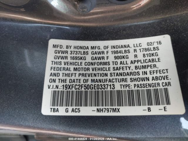 19XFC2F50GE033713 Honda Civic Lx
