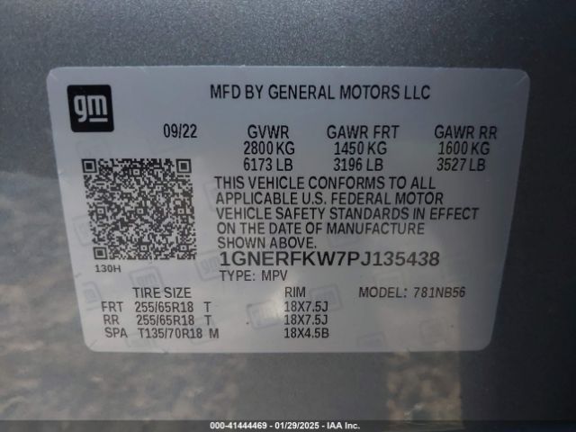 1GNERFKW7PJ135438 Chevrolet Traverse Fwd Ls